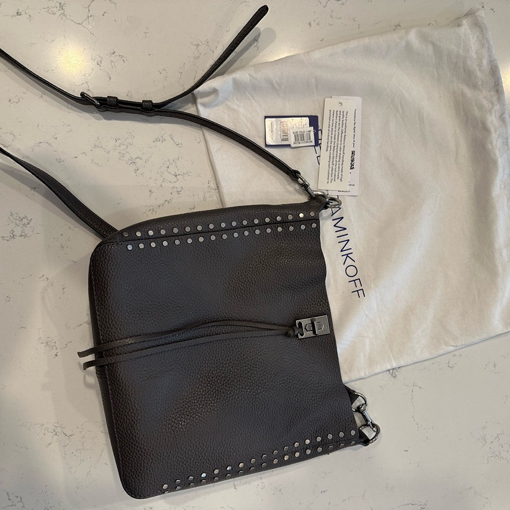 Fabulous Rebecca Minkoff Gray Leather Crossbody Handbag!